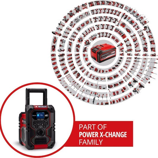 Einhell TE-CR 18 Li DAB+/FM/BT - Solo Επιτραπέζιο Ραδιόφωνο Μπαταρίας DAB+ με Bluetooth και USB Γκρι