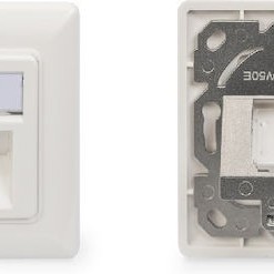 Digitus Μετώπη Πρίζας Δικτύου-Τηλεφώνου Πρόσοψη Πρίζας Διπλή 80x80mm Χωρίς Keystone σε Λευκό Χρώμα DN-93801-1