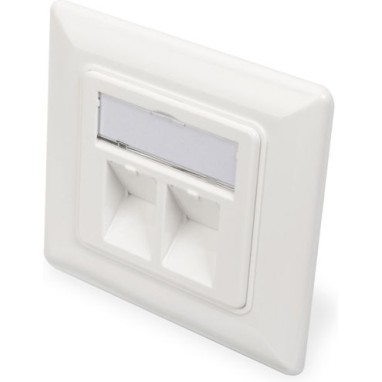 Digitus Μετώπη Πρίζας Δικτύου-Τηλεφώνου Πρόσοψη Πρίζας Διπλή 80x80mm Χωρίς Keystone σε Λευκό Χρώμα DN-93801-1