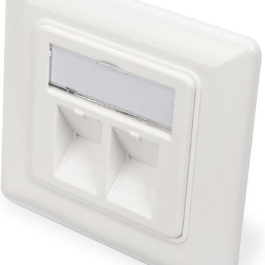 Digitus Μετώπη Πρίζας Δικτύου-Τηλεφώνου Πρόσοψη Πρίζας Διπλή 80x80mm Χωρίς Keystone σε Λευκό Χρώμα DN-93801-1