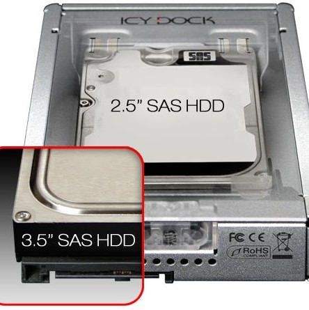 Icy Dock EZConvert PRO Enterprise Full Metal 2.5 to 3.5Inch SAS HDD/SSD Converter/Mounting kit for Internal 3.5Inch Drive Bay Ασημί (MB982IP-1S-1)