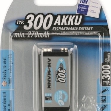 Ansmann Επαναφορτιζόμενη Μπαταρία 9V Ni-MH 300mAh 1τμχ