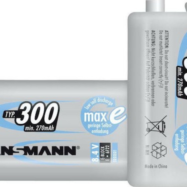 Ansmann Επαναφορτιζόμενη Μπαταρία 9V Ni-MH 300mAh 1τμχ