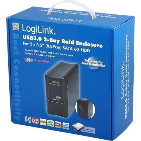 LogiLink Θήκη για 2 Σκληρούς Δίσκους 3.5