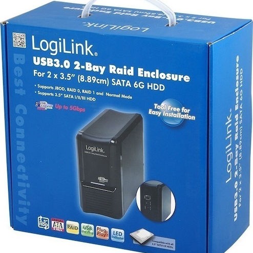 LogiLink Θήκη για 2 Σκληρούς Δίσκους 3.5