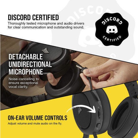 Corsair HS55 Stereo Over Ear Gaming Headset με σύνδεση 3.5mm Carbon