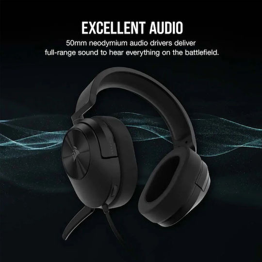 Corsair HS55 Stereo Over Ear Gaming Headset με σύνδεση 3.5mm Carbon
