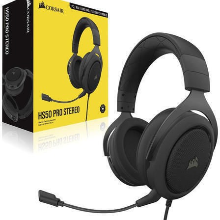 Corsair HS55 Stereo Over Ear Gaming Headset με σύνδεση 3.5mm Carbon
