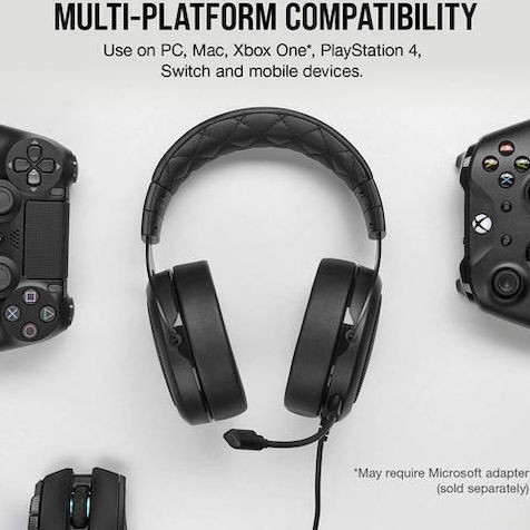 Corsair HS55 Stereo Over Ear Gaming Headset με σύνδεση 3.5mm Carbon