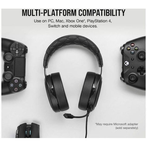 Corsair HS55 Stereo Over Ear Gaming Headset με σύνδεση 3.5mm Carbon