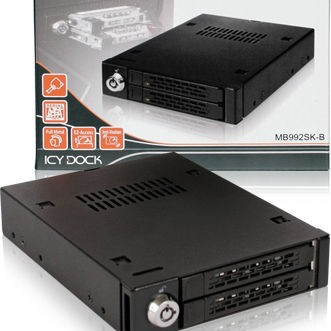 Icy Dock MB992SK-B ToughArmor Full Metal 2x 2.5Inch Hot-Swap SATA/SAS HDD/SSD Mobile Rack Backplane Cage for External 3.5Inch Drive Bay Μαύρο