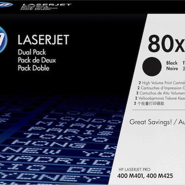 HP 80X Γνήσιο Multipack Toner Laser Εκτυπωτή Μαύρο High Yield 2τμχ (CF280XD)