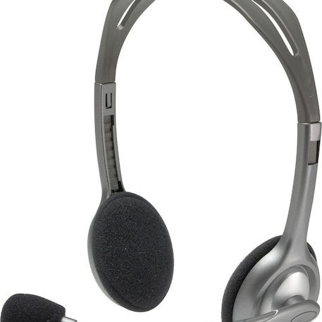 Logitech H110 On Ear Multimedia Ακουστικά με μικροφωνο και σύνδεση 3.5mm Jack σε Γκρι χρώμα