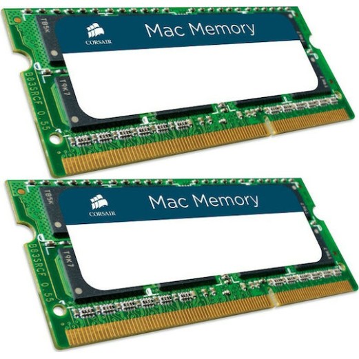 Corsair Mac Memory DDR3 16GB RAM με 2x8GB Modules και Ταχύτητα 1600 για Laptop