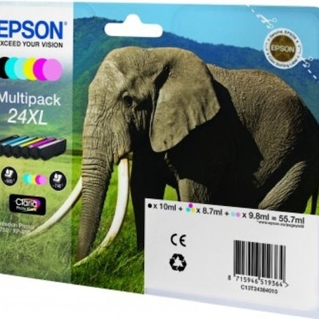 Epson 24XL Γνήσιο Πακέτο 6 Μελανιών Εκτυπωτή InkJet Ανοιχτό Κυανό / Ανοιχτό Ματζέντα / Κίτρινο / Κυανό / Ματζέντα / Μαύρο (C13T24384011 C13T24384010)