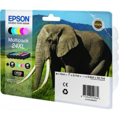 Epson 24XL Γνήσιο Πακέτο 6 Μελανιών Εκτυπωτή InkJet Ανοιχτό Κυανό / Ανοιχτό Ματζέντα / Κίτρινο / Κυανό / Ματζέντα / Μαύρο (C13T24384011 C13T24384010)