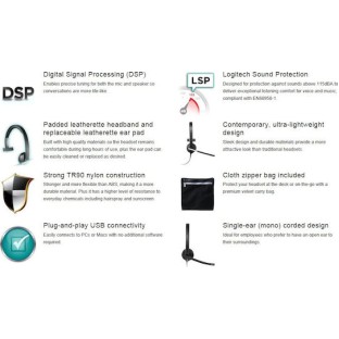 Logitech H650e On Ear Multimedia Ακουστικά με μικροφωνο και σύνδεση USB