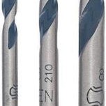 Bosch Σετ 3 Τρυπάνια με Κυλινδρικό Στέλεχος για Δομικά Υλικά, Γυαλί και Πλακίδια