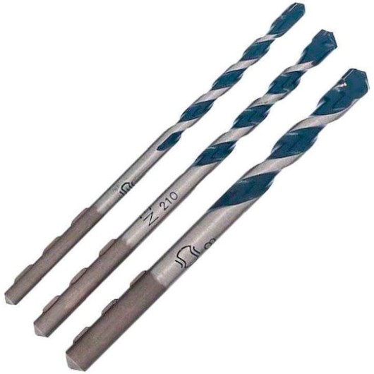 Bosch Σετ 3 Τρυπάνια με Κυλινδρικό Στέλεχος για Δομικά Υλικά, Γυαλί και Πλακίδια