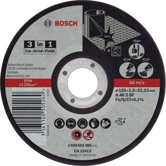 Bosch Δίσκος Κοπής Μετάλλου 125mm 2608602389