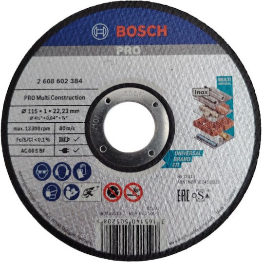 Bosch Δίσκος Κοπής Μετάλλου 115mm 2608602384