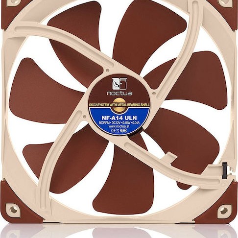 Noctua NF-A14 ULN Case Fan 140mm με Σύνδεση 4-Pin Molex / 3-Pin Καφέ