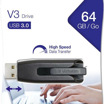 Verbatim Store 'n' Go V3 64GB USB 3.0 Stick Μαύρο