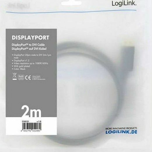 LogiLink Cable DVI-D male - DisplayPort male 2m (CV0131)