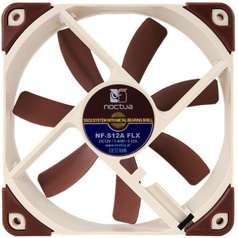 Noctua NF-S12A FLX Case Fan 120mm με Σύνδεση 4-Pin Molex / 3-Pin Καφέ