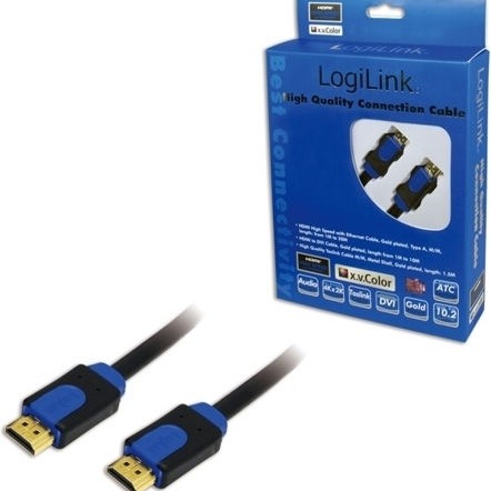 LogiLink HDMI 1.4 Cable HDMI male - HDMI male 1m Μαύρο