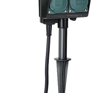 Brennenstuhl Διπλή Επιδαπέδια Πρίζα Ρεύματος Κήπου Στεγανή με Καπάκι Μαύρη