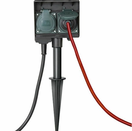 Brennenstuhl Διπλή Επιδαπέδια Πρίζα Ρεύματος Κήπου Στεγανή με Καπάκι Μαύρη