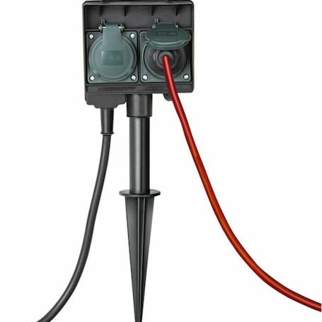 Brennenstuhl Διπλή Επιδαπέδια Πρίζα Ρεύματος Κήπου Στεγανή με Καπάκι Μαύρη