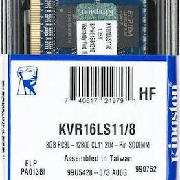 Kingston DDR3 με Module 1x8GB και Ταχύτητα 1600 για Laptop