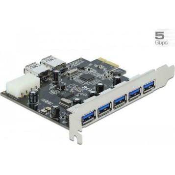 DeLock Κάρτα PCIe σε 5 εξωτερικές και 2 εσωτερικές θύρες USB 3.0