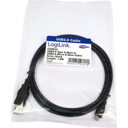 LogiLink USB 2.0 Cable USB-A male - micro USB-B male 1.8m (CU0034)