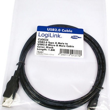 LogiLink USB 2.0 Cable USB-A male - micro USB-B male 1.8m (CU0034)