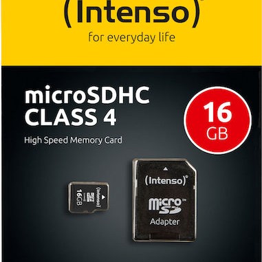 Intenso microSDHC 16GB Class 4 Default Speed με αντάπτορα