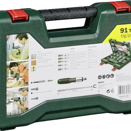 Bosch V-Line Σετ 91 Τρυπάνια Τιτανίου με Κυλινδρικό Στέλεχος για Μέταλλο και Ξύλο