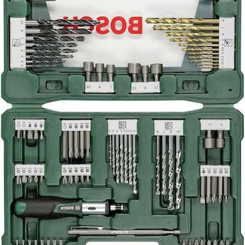 Bosch V-Line Σετ 91 Τρυπάνια Τιτανίου με Κυλινδρικό Στέλεχος για Μέταλλο και Ξύλο
