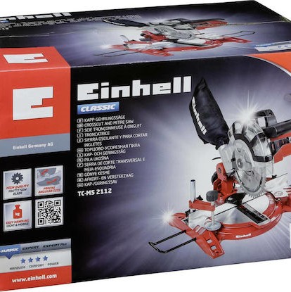Einhell TC-MS 2112 Φαλτσοπρίονο Ρεύματος με Ισχύ 1400W, Δίσκο Κοπής Διαμέτρου 210mm & Ταχύτητα Κοπής 5000rpm