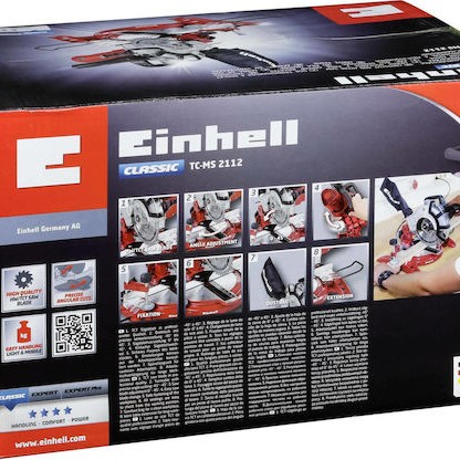 Einhell TC-MS 2112 Φαλτσοπρίονο Ρεύματος με Ισχύ 1400W, Δίσκο Κοπής Διαμέτρου 210mm & Ταχύτητα Κοπής 5000rpm
