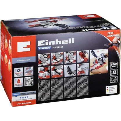 Einhell TC-MS 2112 Φαλτσοπρίονο Ρεύματος με Ισχύ 1400W, Δίσκο Κοπής Διαμέτρου 210mm & Ταχύτητα Κοπής 5000rpm