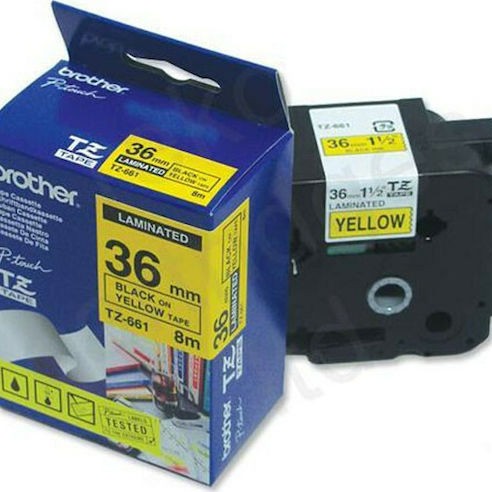 Brother Ταινία Ετικετογράφου 8m x 36mm σε Κίτρινο Χρώμα