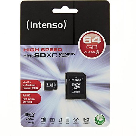 Intenso microSDXC 64GB Class 10 High Speed με αντάπτορα