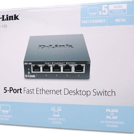 D-Link DES-105 Unmanaged L2 Switch με 5 Θύρες Ethernet