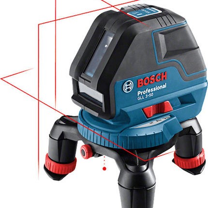 Bosch GLL 3-50 Αυτορυθμιζόμενο Γραμμικό Αλφάδι Laser Κόκκινης Δέσμης 1.5V με Εύρος Εργασίας 10m