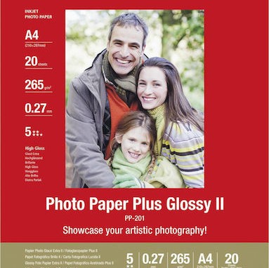 Canon PP-201 Φωτογραφικό Χαρτί Plus ΙΙ A4 (21x30) 275gr/m² για Εκτυπωτές Inkjet 20 Φύλλα