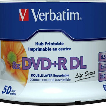 Verbatim Εγγράψιμα DVD+R 8x Dual Layer Printable 8.5GB Cake Box 50τμχ
