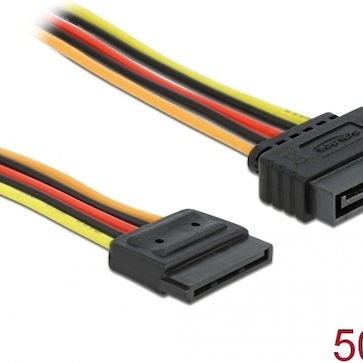 DeLock 15-Pin Sata - 15-Pin Sata Cable 0.5m Πολύχρωμο 60132